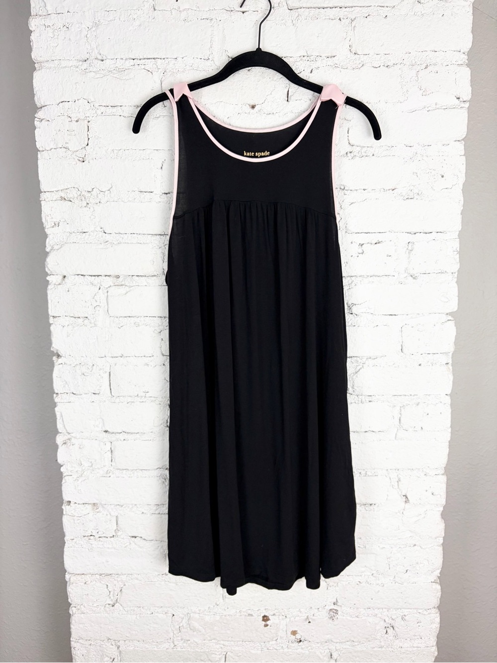 Kate Spade Black Sleeveless Bow Shoulder Tank Pajama Sleep Dress Medium